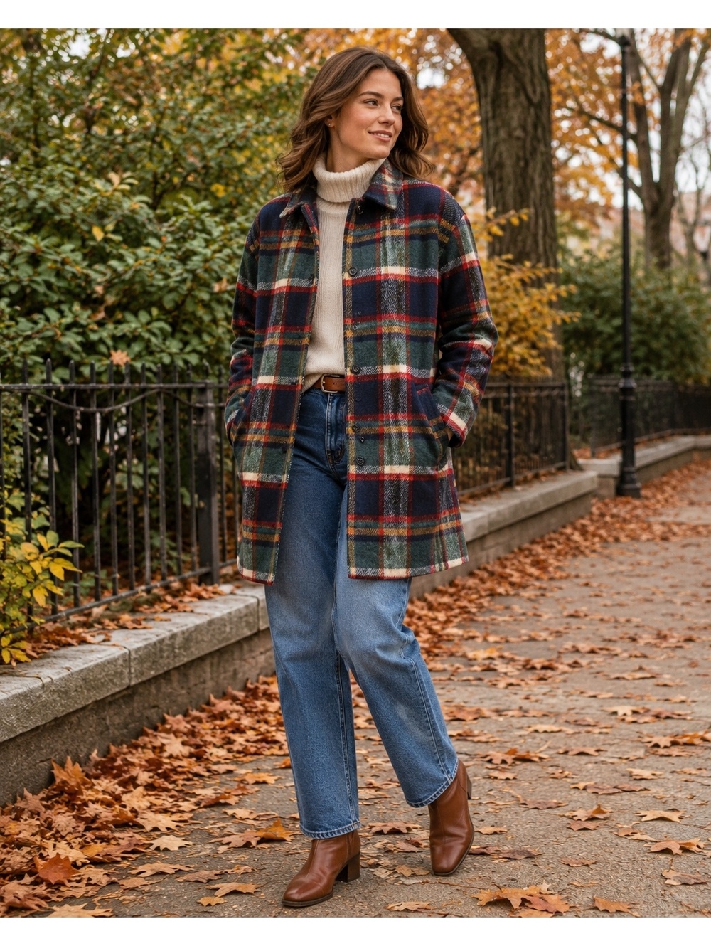 Adora Women’s Plaid Wool Blend Coat Jacket Size L Tartan Shacket Fall Winter